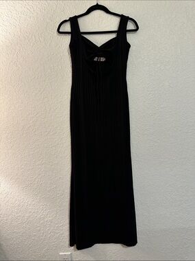 Women's Black Sleeveless Tie-Front Maxi Dress